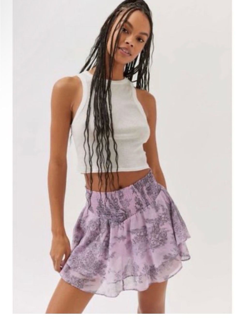Urban Outfitters Ciara Flowy Printed Skort. Purple and gray. Size large. NWT